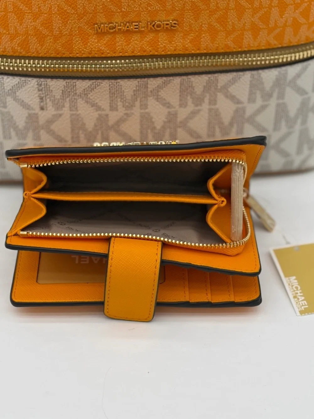 Michael Kors Rhea Medium Color-Block Signature Logo Backpack and Wallet Set